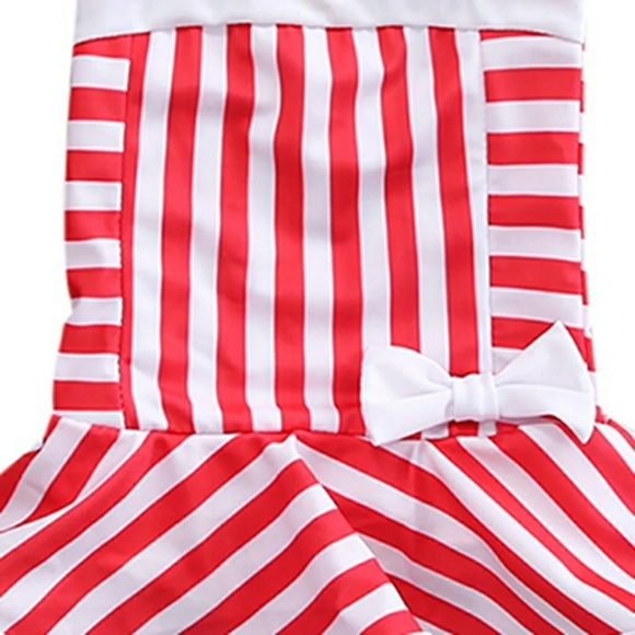 Toddler Red/White Stripped Swimsuit One-Piece - Picture 2 of 5